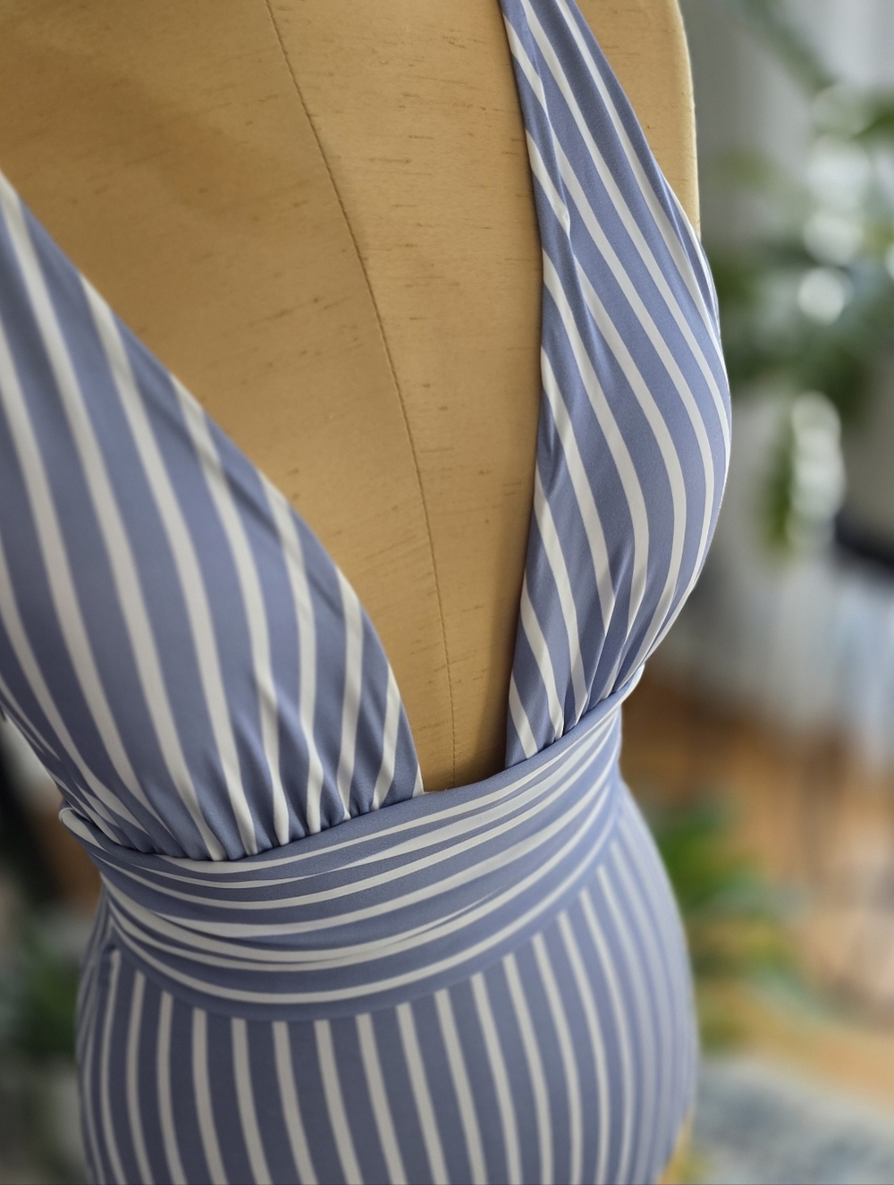 ☀️ H&M Blue White Striped One Piece Swimsuit Size S - Picture 8 of 8